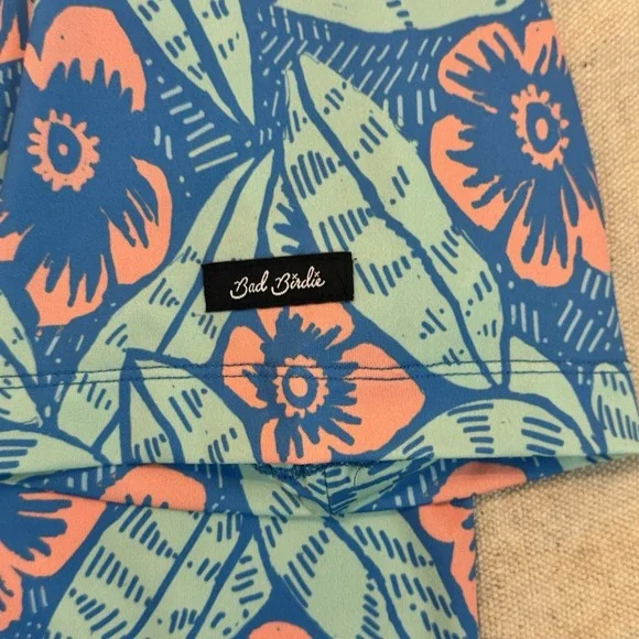 Bad Birdie Polo Shirt Mens Large Blue Floral Multicolors Golf All Over Print AOP - Picture 2 of 11